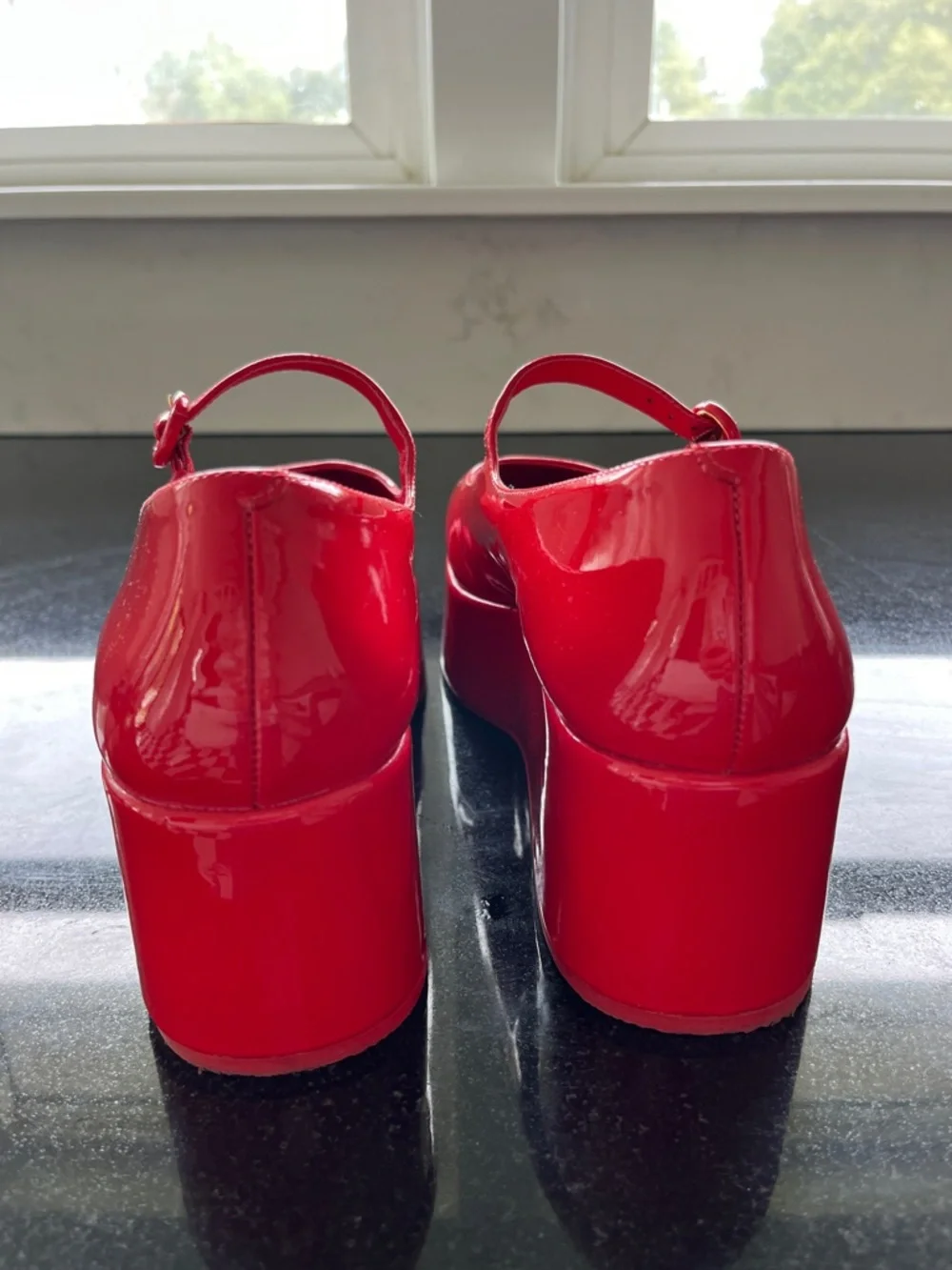 Larroude Red Patent Mary Jane Platform Shoes